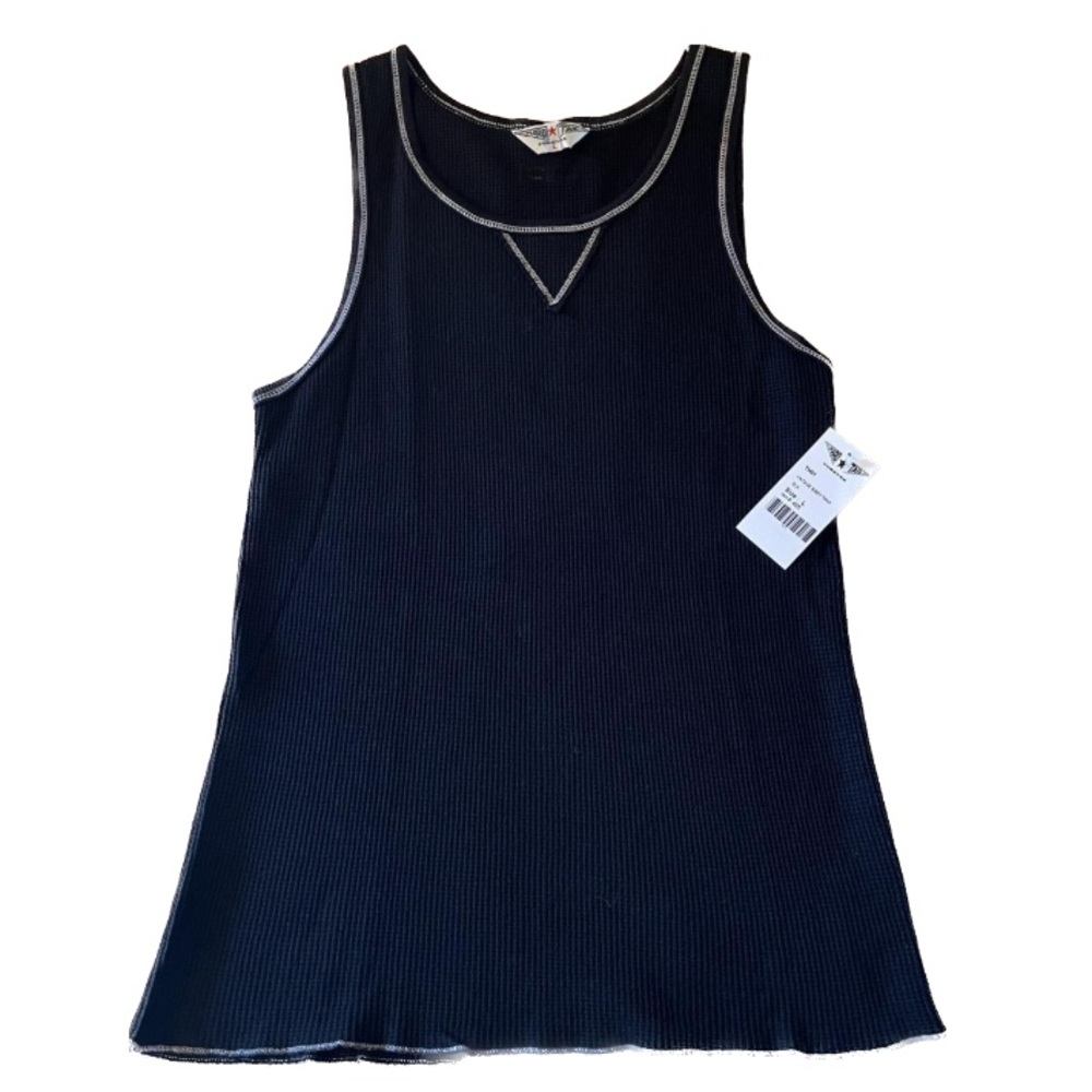 NWT Hard Tail Vintage Body Tank Top Thermal Waffle in Black